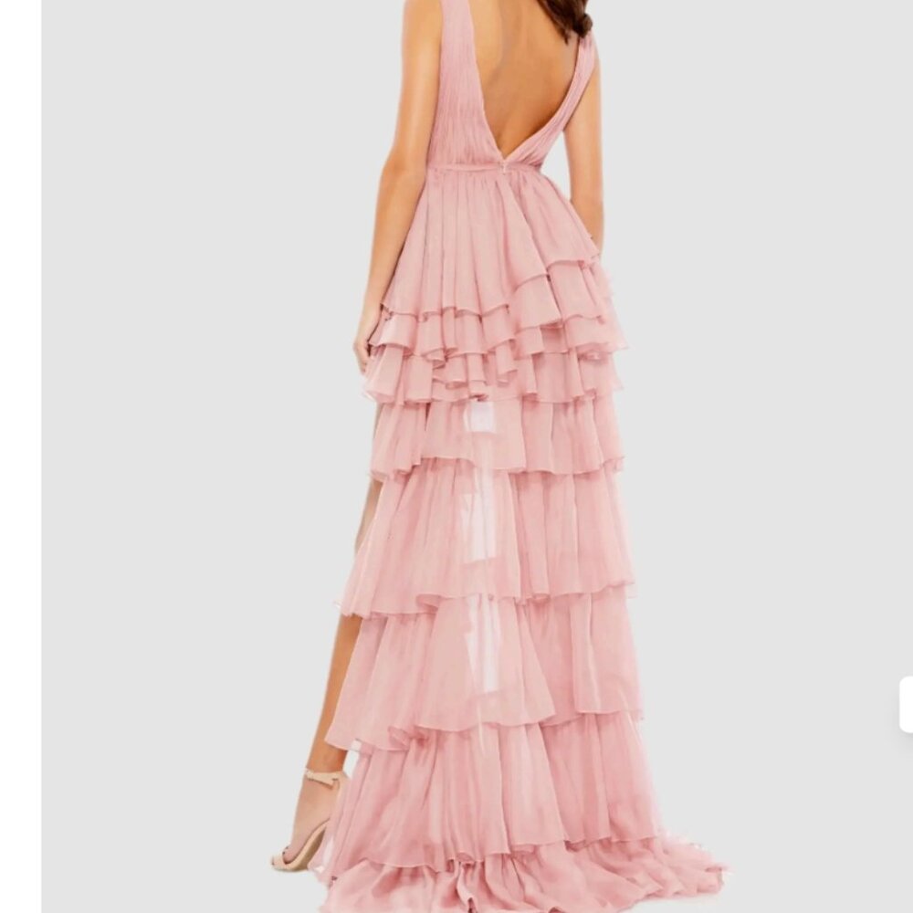 Mac Duggal 55320 High Low Tiered Gown With Built In Bodysuit Size 4 NWOT Rose - Picture 4 of 12